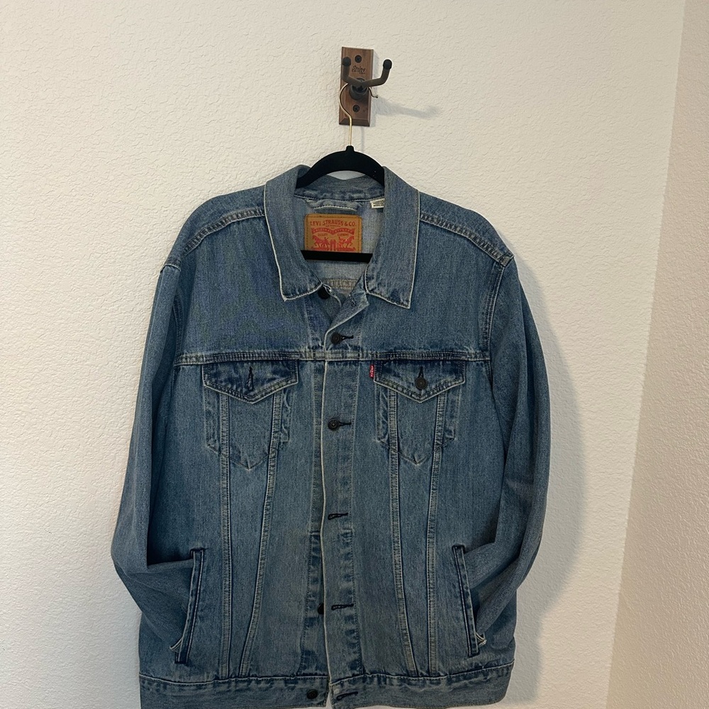 Levis Trucker Denim Jean Jacket Mens XXL Blue Regular Fit Cotton Lining